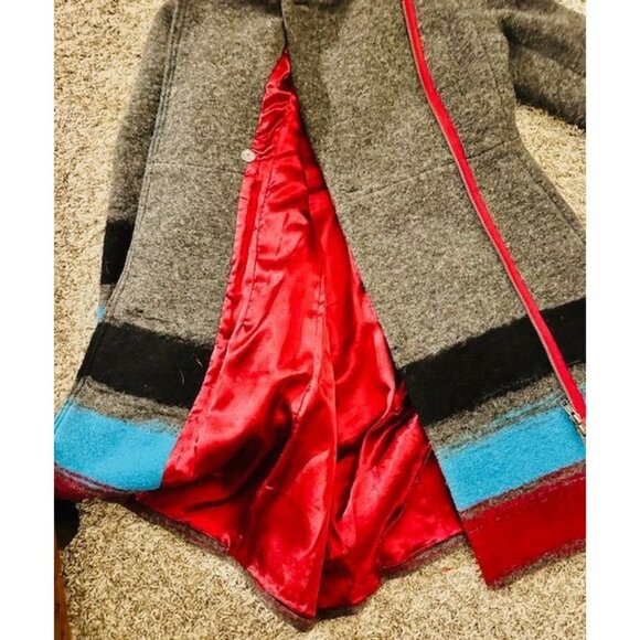 Anthropologie by Tracy Reese Gray Color block Wool Blend Asymmetrical Zip Coat 4 - Picture 7 of 12